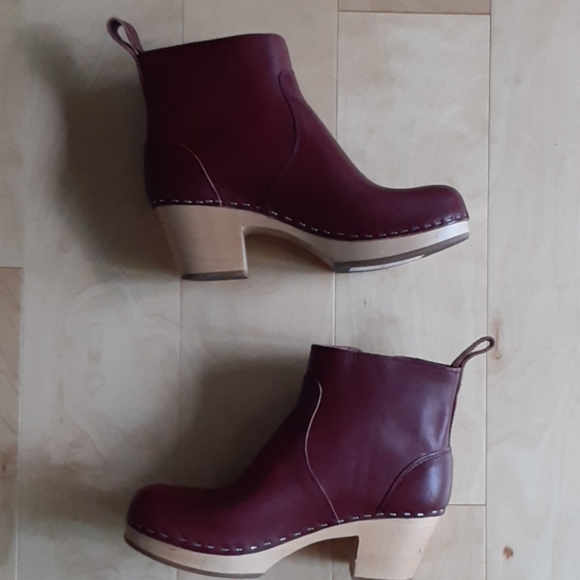 SWEDISH HASBEENS EMY LEATHER WOODEN CLOGS BOOTS - Picture 8 of 8